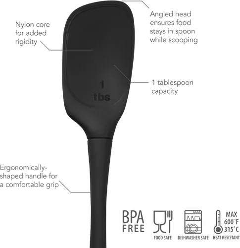 Vista 3 de Tovolo Flex Core - Cuchara profunda de silicona con cabeza en ángulo para revolver, recoger y servir, apta para lavavajillas, sin BPA, resistente al