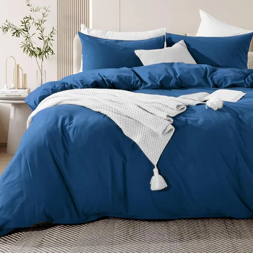Vista 451 de NEXHOME PRO Funda de edredón Twin XL 100% algodón lavado, transpirable, duradera, texturizada, similar al lino, juego de ropa de cama para el hogar