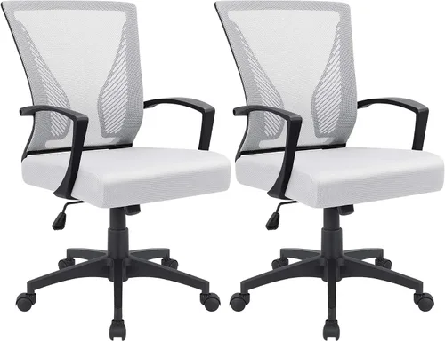 Vista 20 de Furmax Silla de oficina ergonómica de escritorio para computadora, silla de malla, respaldo medio, soporte lumbar giratorio con reposabrazos