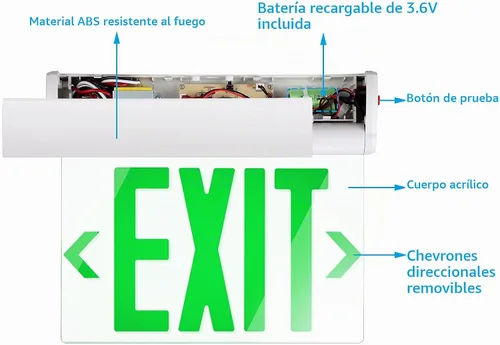 Vista 4 de LEONLITE Señal de Salida de Emergencia Verde, UL 924, Señal de Salida LED con Iluminación de Borde, Luces de Salida Cableadas con Respaldo