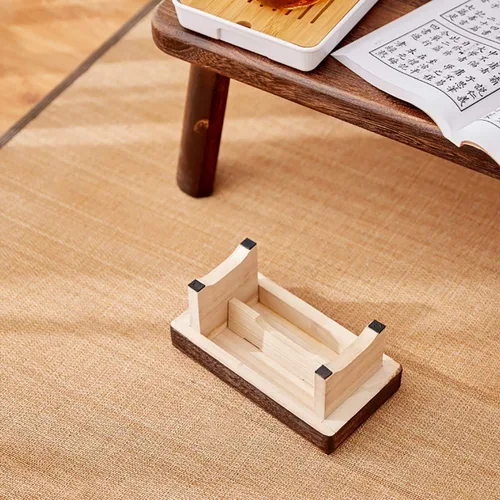 Vista 4 de Taburete bajo de madera plegable, estilo japonés, muebles tradicionales portátiles para el hogar, taburete tatami