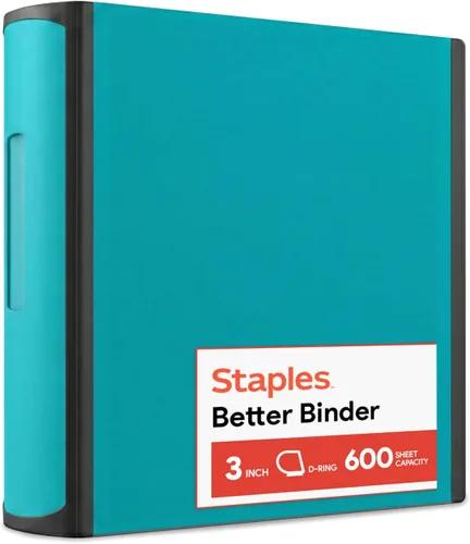 Vista 31 de Carpeta con anillos en forma de "D" de 1 pulgada para mejor visualización Staples, Negro