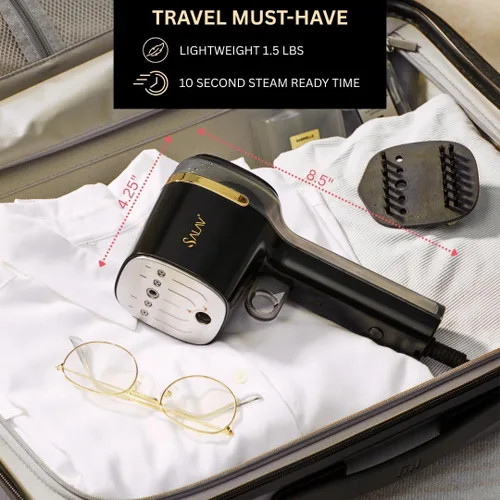 Vista 5 de SALAV® Quicksteam - Vaporizador portátil de viaje para ropa, 10 segundos de tiempo de calentamiento rápido, elimina arrugas en ropa y telas, sin