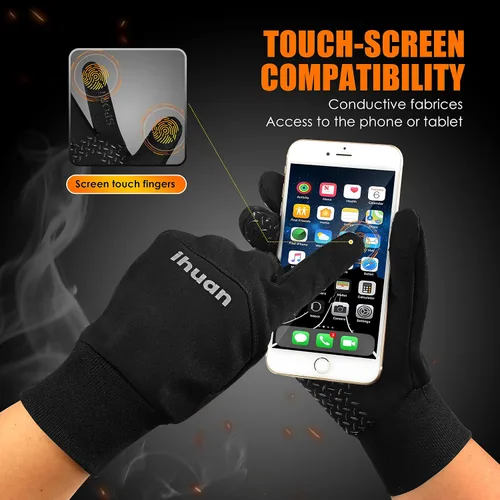 Vista 4 de Guantes de invierno para hombres y mujeres guantes cálidos impermeables para clima frío guantes térmicos con pantalla táctil para entrenamiento