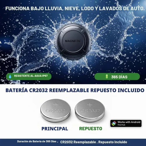 Vista 4 de Rastreador GPS para vehículos: rastreador GPS magnético para automóvil, sin suscripción, funciona con Google Find Hub (Find My Device), rastreador