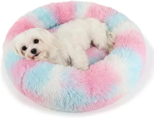 Vista 19 de Cama para perros pequeños, cama calmante para perros pequeños, antiansiedad, cama para cachorros, lavable a máquina, esponjosa, de lujo Verde militar