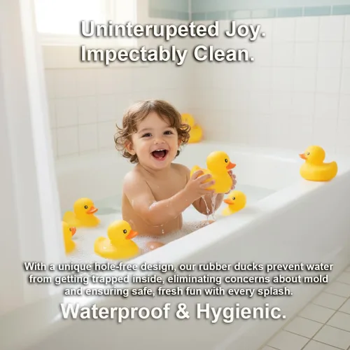 Vista 5 de 10.3 pulgadas Sin Agujero Gigante/Grande Impermeable Sin Ruido 'Bebe' Pato de Goma Divertido Amarillo/Ducikes Juguete de Baño/Piscina/Agua Sin