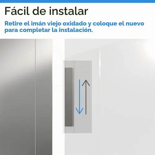 Vista 4 de Imán en T plateado de 2-1/2" para puerta de ducha de vidrio oscilante y manija