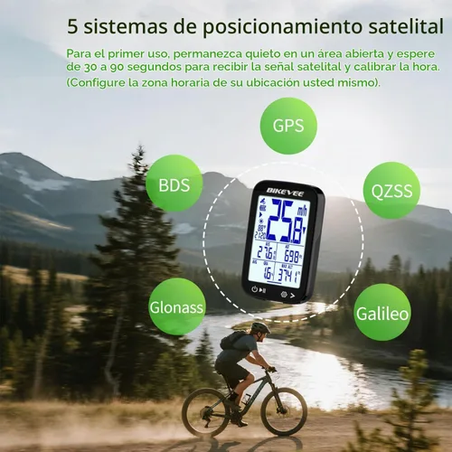 Vista 6 de GPS Bike Computer, 2.4" Screen, Altitude, Gradient, IPX7, 28H Negro-a