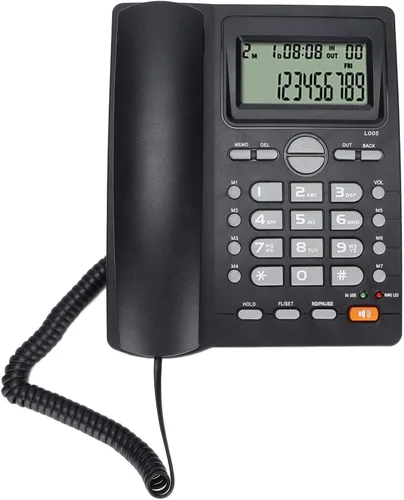 Vista 4 de Teléfono fijo con cable con pantalla LCD, identificación de llamadas, función de silencio, redireccionamiento de escritorio, teléfonos con cable