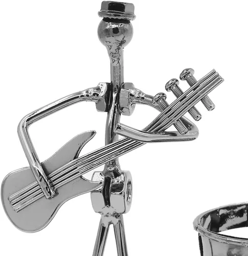 Vista 4 de Música Tema de Músico Sombrero de Hierro Hombre Arte Acero Metal Personalidad Creativa Lápiz Titular de Lápiz Taza Oficina Estudiantes de Escritorio