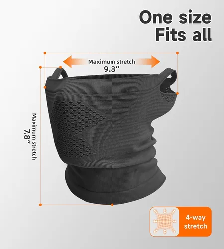 Vista 6 de Máscara facial antideslizante con cintas elásticas para las orejas, resistente al viento, polaina térmica para el cuello, perfecta para actividades