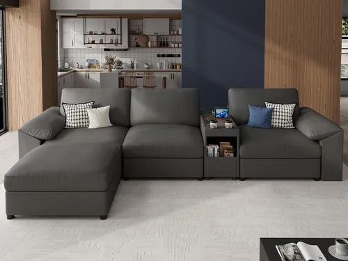 Vista 93 de EASE MOOSE Sofá modular seccional, sofá en forma de U para sala de estar Beige