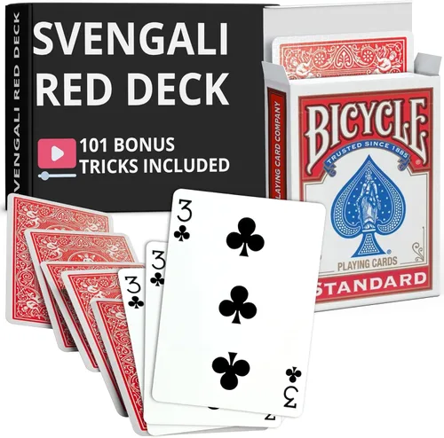 Vista 20 de Ted's Sterling Magic Precision Red Rider Back Bicycle Mazo Svengali con Instrucciones para 100+ Trucos (2 de Tréboles) Includes instructions for