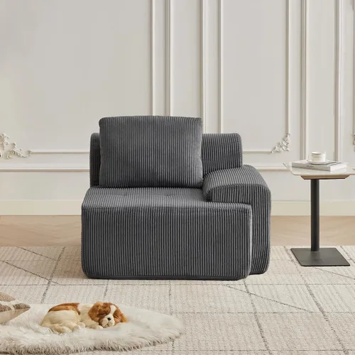 Vista 21 de Sofá modular modular con otomana móvil, sofá de asiento profundo con almohadas, cómodo sofá modular de nube para sala de estar, dormitorio y Blanco