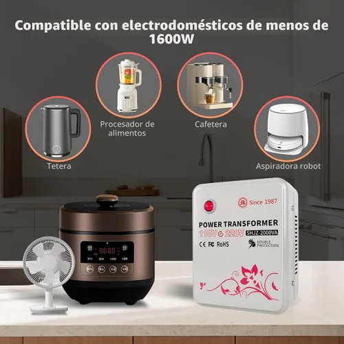 Vista 2 de Convertidor de voltaje de 2000 vatios Transformador de 110 V a 220 V Adaptador de transformador para uso en los Estados Unidos