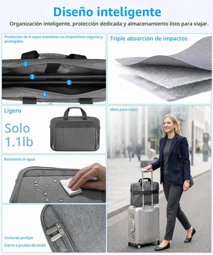 Vista 3 de Monitor portátil inalámbrico para portátil con batería y bolsa, 15.6" 1080P