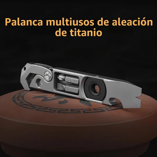 Vista 3 de Barra de palanca de titanio, herramienta multiusos, herramienta EDC, herramienta de palanca versátil, abridor de botellas, llave, destornillador