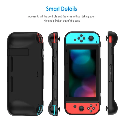 Vista 4 de JETech Protective Case for Nintendo Switch 2017, Grip Cover with Shock-Absorption and Anti-Scratch Design (Black)