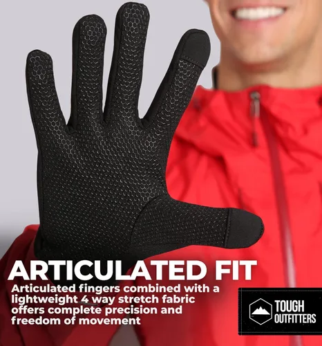 Vista 3 de Tough Outdoors Touch Screen Running Gloves - Winter Glove Liners for Texting, Sports & Exercise - Lightweight Cold Weather Thermal Gloves