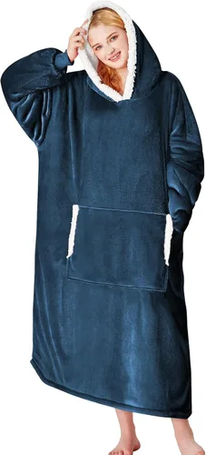 Vista 21 de yescool - Cobija con capucha, sudadera de franela de forro polar sherpa para adultos, mujeres y hombres, talla única