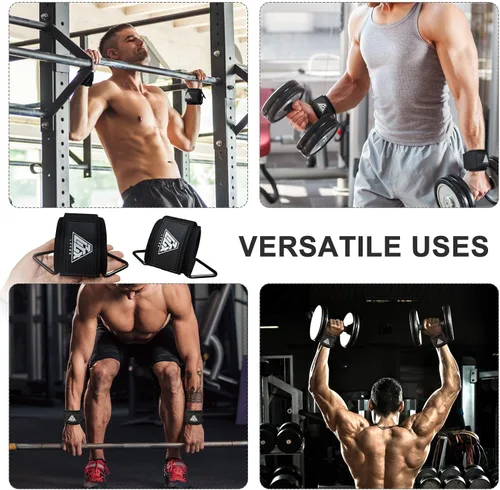Vista 3 de Muñequeras para gimnasio de cables, correas de muñeca ajustables para máquinas de cable de elevación de neopreno acolchado