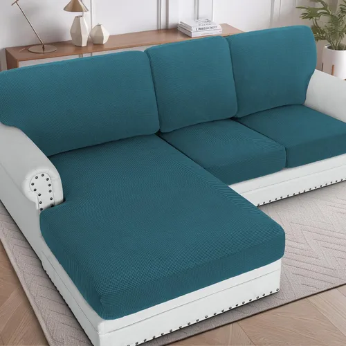 Vista 49 de H.Versailtex - Funda de sofá seccional de 1 pieza, funda deslizante para chaise con forma de L, funda de cojín separada para sofá seccional tanto
