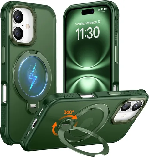 Vista 47 de Magnética para iPhone 12 e iPhone 12 Pro Funda, [con Soporte de Anillo Magnético Invisible Giratorio 360°][A Prueba de Golpes][Compatible