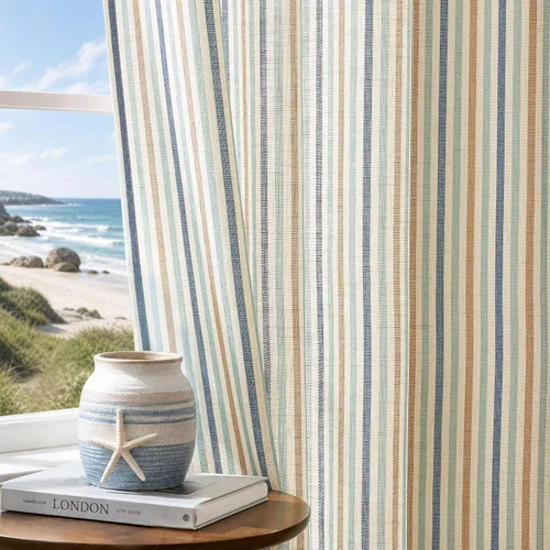 Vista 35 de jinchan Linen Blackout Curtains Back Tab 96 Inch 2 Panels Striped Blue Blue Stripe Lined