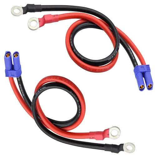 Vista 2 de 2 cables de terminal EC5 a junta tórica, EC5 hembra a anillo O OJET, cable conector de enchufe 10AWG RC ESC cargador lateral de alimentación