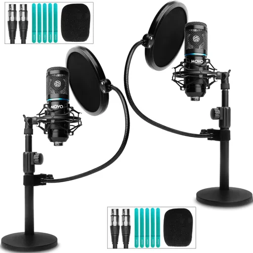 Vista 7 de Movo PC-M6 - Micrófono de condensador cardioide universal con soporte de micrófono de mesa, filtro pop de doble capa y cables de audio, gran kit