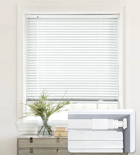Vista 24 de LazBlinds Mini Persianas de Aluminio de 1", Sin Herramientas-Sin Taladro, Persianas Sin Cordón para Ventanas Interiores, Persianas Horizontales