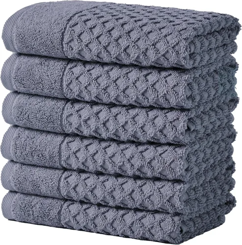 Vista 80 de Great Bay Home - Toallas de mano 100% algodón blanco, 6 toallas de baño suaves para manos, altamente absorbentes y de secado rápido, colección 01