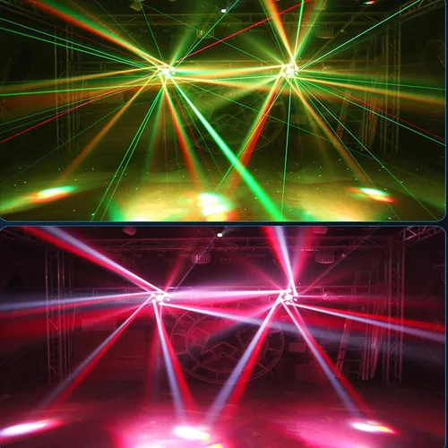 Vista 5 de JUNMAN 6 Cabezas Luz de LED de Efecto Móvil Cabeza de Abeja Luz de Lavado para DJ, Iluminación de Escenario de Discoteca con Tira de LED, Paquete