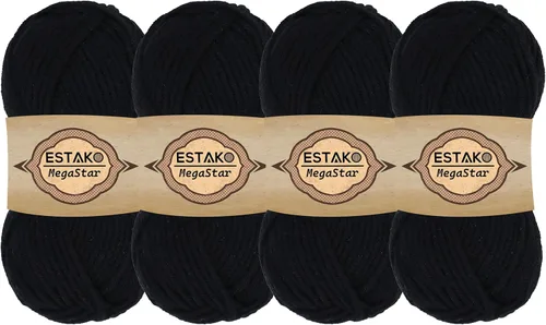 Vista 24 de Estako Megastar, 3.52 Oz (100g) de hilo de acrílico 75% y lana 25%, suave, peso grueso voluminoso #5 para crochet y tejer 120 yardas (110m)