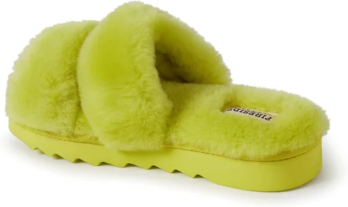 Vista 4 de Dearfoams Fireside Benalla - Pantuflas de piel de oveja de doble banda fácil de poner y quitar para mujer