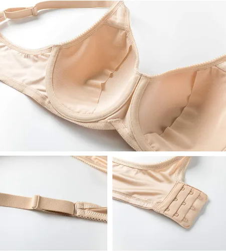 Vista 3 de Delmira - Brasier básico para mujer, cobertura completa, sin costuras, con forro ligero.