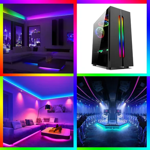 Vista 6 de WS2812B Tira de luz LED direccionable individual 100Pixels/m SMD 5050 RGB Pixel Strip DC5V (3.2FT 100LEDS no impermeable, PCB blanco)