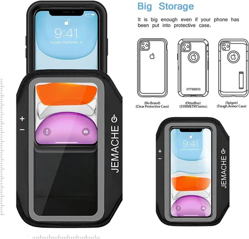 Vista 6 de Brazalete de running para iPhone 17 16 15 14 13 12 Pro (negro)