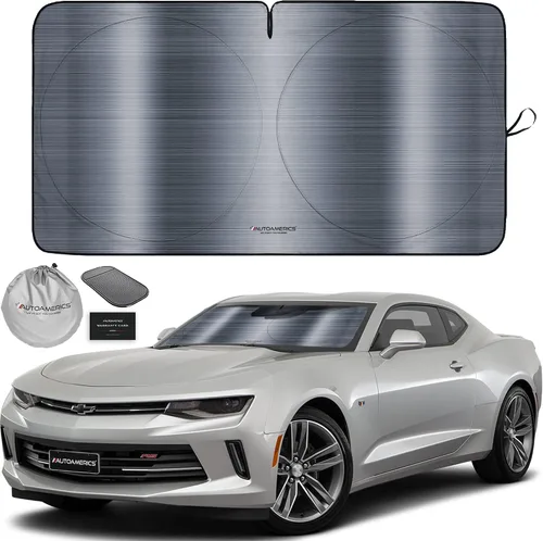 Vista 52 de Parasol de Parabrisas de Una Pieza - Parasol Cromado Líquido Plegable para Ventana Delantera de Auto para Carros SUV Camión - Protector Visor