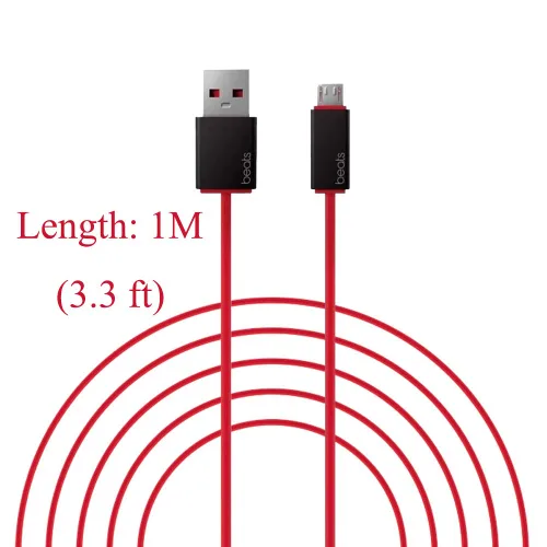 Vista 5 de Cable de audio AUX original de repuesto para auriculares Beats by Dre Solo/Studio/Pro/Wireless/Mixr con micrófono negro+cable cargador de repuesto