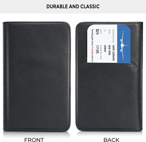 Vista 6 de Cartera de viaje para pasaporte, funda de cuero para pasaporte, cartera de pasaporte para hombres, soporte para pasaporte familiar para 4, funda