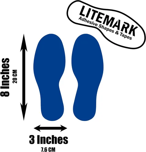 Vista 2 de LiteMark Calcomanías de vinilo para piso, calcomanías de línea para suelo de aula, oficinas, bailes, eventos, marcadores de puntos duraderos con Azul