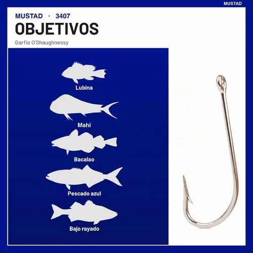 Vista 2 de Mustad 3407 Classic O'Shaughnessy - Gancho forjado, MVL-V1, Duratin