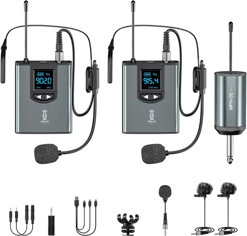 Vista 8 de Sistema de micrófono inalámbrico para altavoz PA, cámara, grabación, enseñanza Auriculares/Soporte/Micrófono Lavalier, Receptor Transmisor