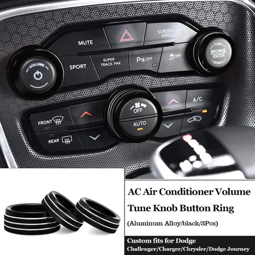 Vista 2 de Auprite Fundas de perilla de control de clima para accesorios Challenger 2015-2023 2024, para Dodge Charger 2015-2023 2024, para Dodge Chrysler Negro