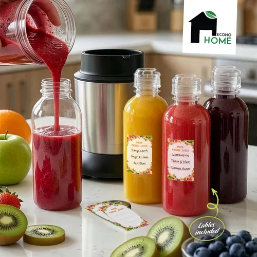 Vista 2 de EconoHome Paquete de 50 botellas redondas de jugo de 12 onzas, sin BPA