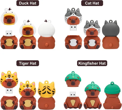 Vista 2 de Memoria USB Stick 4pcs 16GB Cute Flash Drive Capybara Animal Memory Stick Novedad Flash Drive Pendrive Thumb Drive Regalo para estudiantes y niños