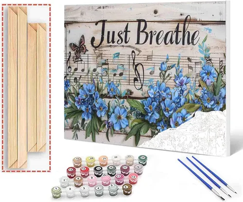 Vista 10 de Kit de pintura por números de flamenco y letrero "Flamaziing" para adultos principiantes, animal rosa, grano de madera, acrílico fácil sobre lienzo