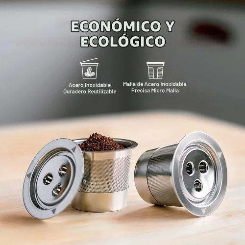 Vista 2 de Cápsulas Ninja K Cups reutilizables de acero inoxidable compatibles con la máquina Ninja CFP201 CFP301 Dual Brew Pro, cápsulas de café rellenables